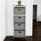 4 Drawer Cart Wheels Apartment House Clothes Linens Storage Cart Large Bins