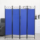 5.6Ft 4 Panel Room Divider, Steel Frame Screen Folding Privacy Divider, Blue