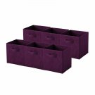 Set 6 Purple Cube Storage Bins Foldable Fabric Basket Drawer Organizer Container