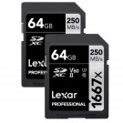 Lexar Professional 1667x 64GB SDXC UHS-II/U3 Memory Card, 2 Pack