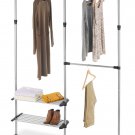 2 Shelf 2 Garment Rod Adjustable Closet System Clothes Storage Space Maximizer