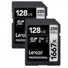 Lexar Professional 1667x 128GB SDXC UHS-II/U3 Memory Card, 2 Pack