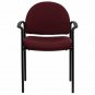 Stackable Side Guest Chair With Arms In Burgundy