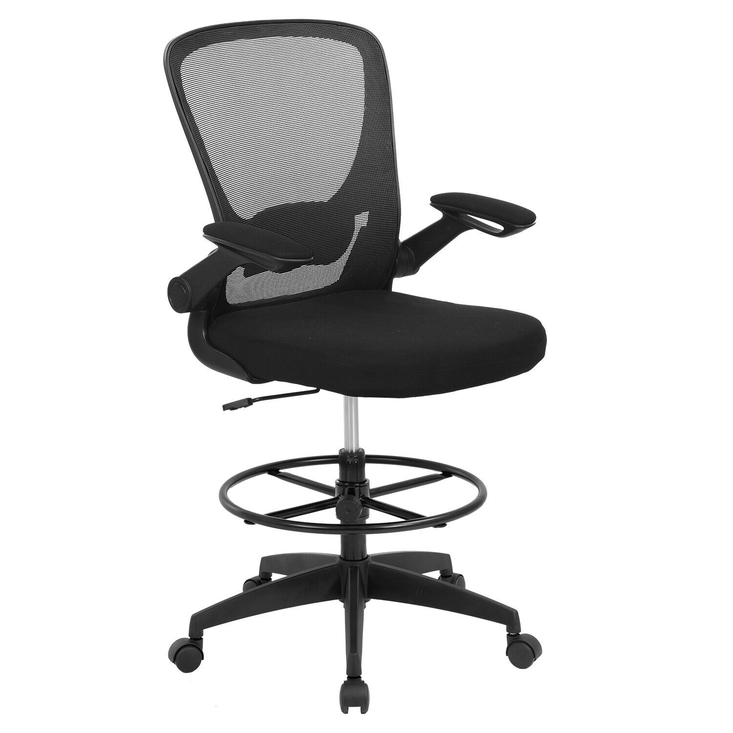 Tall Drafting Mesh Back Office Chair with Flip-up Armrests Executive,Black