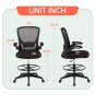 Tall Drafting Mesh Back Office Chair with Flip-up Armrests Executive,Black