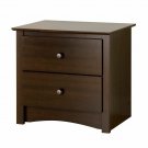 Espresso Brown Wooden Nightstand 2 Drawer Bedside Table End Side Storage Bedroom