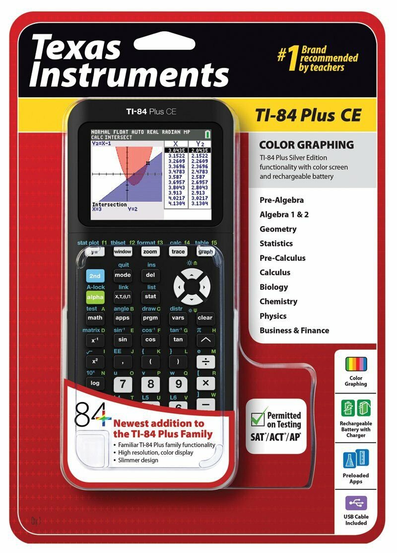 Texas Instruments 84PLCETBL1L1 Graphing Calculator - Black NEW