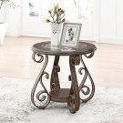 End Table With Glass Table Top Powder Coat Finish Metal Legs And Iron Pattern