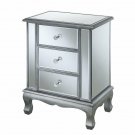 Gold Coast Vineyard Three-Drawer End Table In Mirrored Glass And Silver Wood