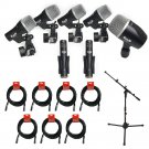 CAD Stage 7 Drum Microphone Pack w/ Tripod Mic Stand & 7x Mic Cable