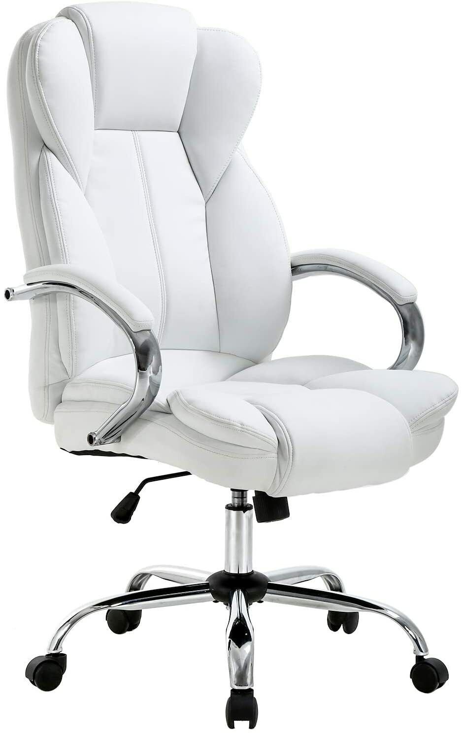 Ergonomic Office Chair Cheap Desk Chair PU Leather Computer Chair,White