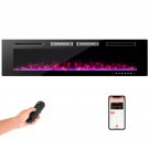 72"" Ultra-Thin Linear Electric Fireplace w/ Multicolor Flame Bed & Flame Black