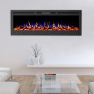 72 In Electric Fireplace- Front Vent, Wall Mount or Recessed Remote LED Colors