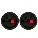 New (2) 2-1/8 Speaker Box Terminal Cups 2 Round Connection Wire Cable Plate.Pair