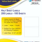 YBL 1000 Inkjet/Laser Half Sheet Labels 8.5 x 5.5"" Yellow Imprint
