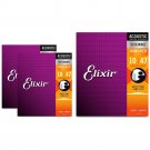 Elixir Nanoweb Extra Light Acoustic Guitar Strings 3 Pack