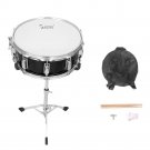 New Black Snare Drum Poplar Wood Drum 14 x 5.5"" with Drumsticks Bag & Stand