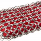 Lodge Silicone & Chainmail Cast Iron Pan Scrubbing Pad - Red