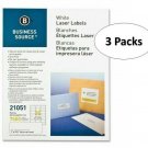 Premium Business Source 21051 White Laser Label - 1"" X 2.62"", 30/Sheet, 3 Packs