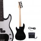 New Black Glarry GP 4 Strings School Band Electric Bass Guitar with AMP