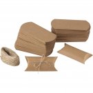 100 pack Kraft Pillow Boxes For Jewelry Small Gift 4.7x2.2""+170 feet Jute Twine
