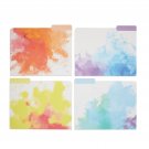 12 Pcs Decorative File Folders, 1/3 Cut Tab, Rainbow Watercolor Splash Design