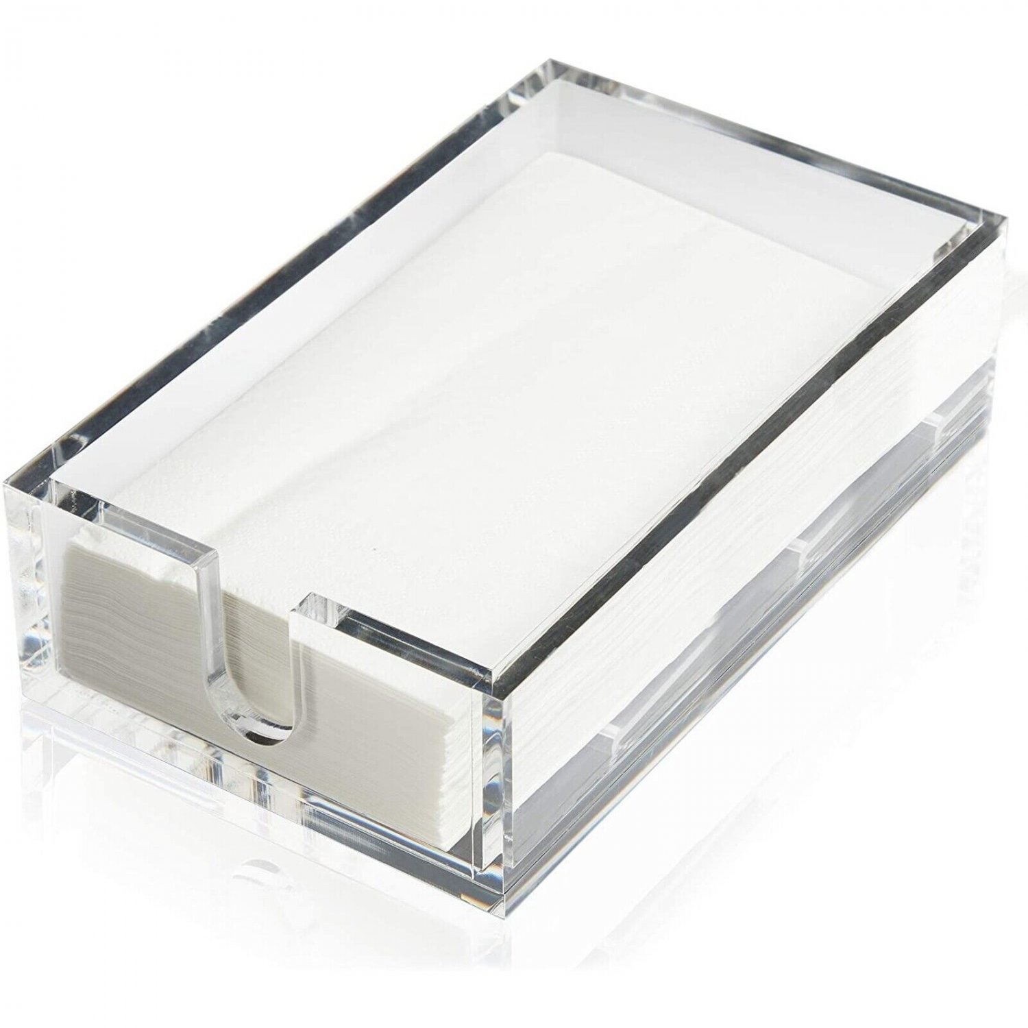 Clear Acrylic Napkin Holder with 50-Pack Plain White Napkins, 9.0x5.5x2.6 in