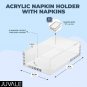 Clear Acrylic Napkin Holder with 50-Pack Plain White Napkins, 9.0x5.5x2.6 in