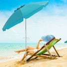 6.5Ft Beach Umbrella w/ Tilt Mechanism Sand Anchor Carrying Bag Turquoise