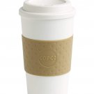 Copco Acadia BPA Free Plastic Insulated Traveler Coffee Mug 16 Oz, White Tan