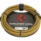 Kirlin Woven 1/4"" Mono Guitar Cable Straight - 10ft - Yellow/Black