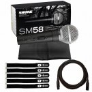 Shure SM58 On/Off Switch Dynamic Cardioid Vocal Microphone w Cable & Ties Pack