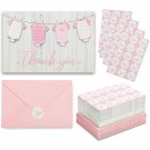 60-Pack Girl Baby Shower Thank You Cards with Envelopes and Stickers, 6x4 in