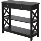 Sofa Side Console Table with Drawer and 2 Storage Shelves Narrow Accent Table