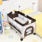 Costway Coffee Baby Crib Playpen Playard Pack Travel Infant Bassinet Foldable