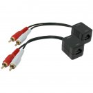 Audio RCA L/R Stereo Extender Over Ethernet Cable Baluns (up to 250 ft.)