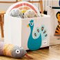 3 Sprouts Children's Foldable Fabric Storage Cube Box Soft Toy Bin, Blue Peacock