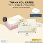 Gold Print Floral Thank You Cards with Rose Pink Envelopes (60 Pack, 4 x 6 In)