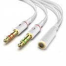 3.5mm Dual Splitter Audio Cable Gaming Headset Adapter Microphone Gold Plated