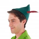 Adult Mens Womens Peter Pan Fairy Tale Elf Green Costume Hat with Red Feather