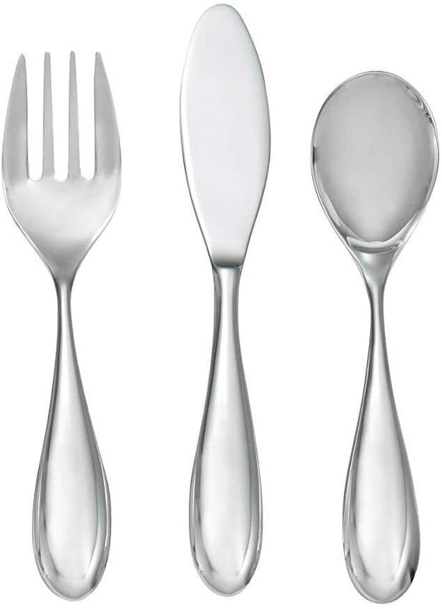 Nambe Kibo Toddler Flatware Knife Fork Spoon Gift Set, Stainless Steel