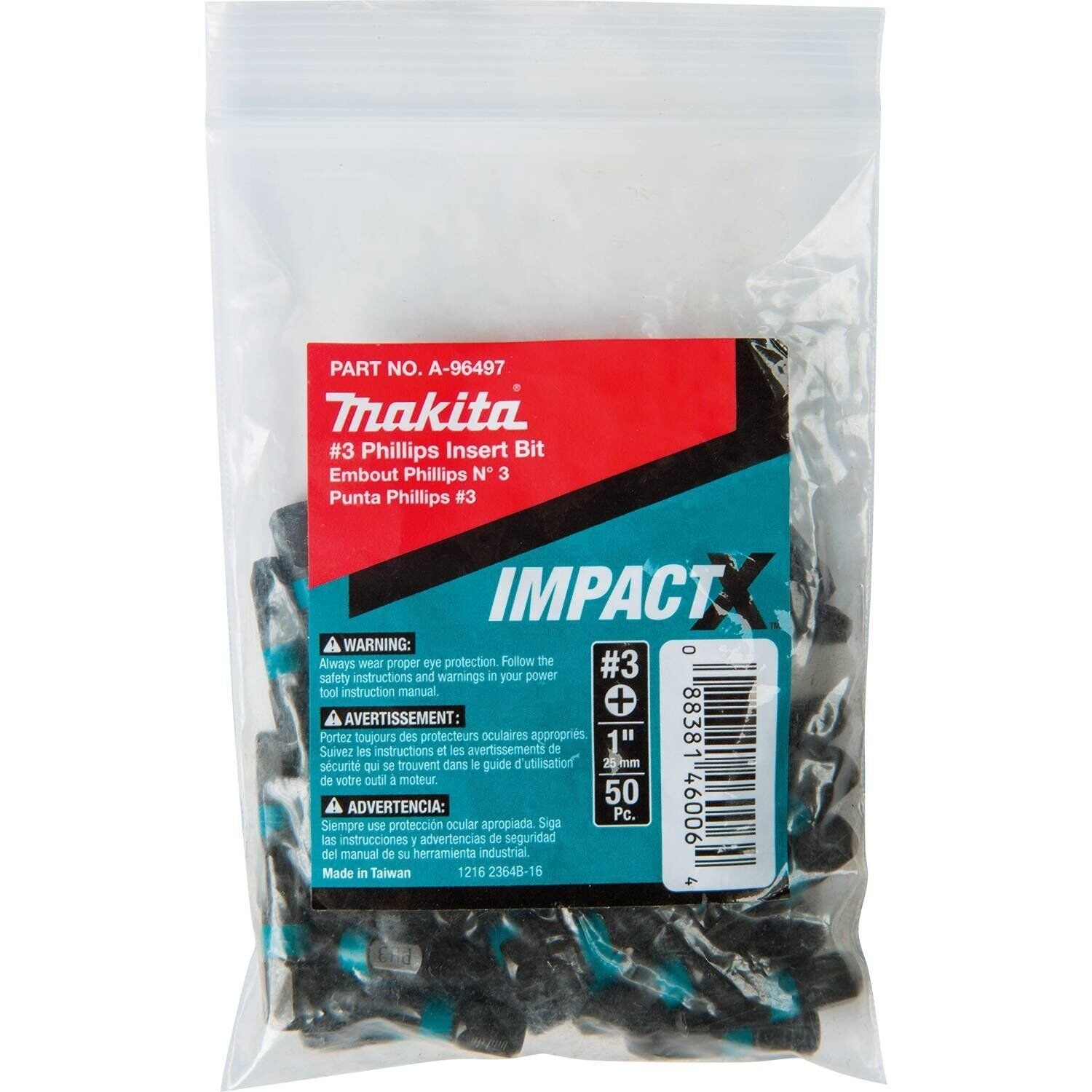50 Pack Makita A96497 Impactx 3 Phillips 1 Insert Bit Tool Accessory