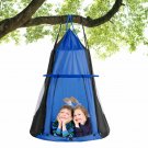 40"" Kids Hanging Chair Swing Tent Set Hammock Nest Pod Seat Blue
