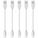 10in Short Micro USB Charger Cable, Maeline 5 Pack 10 inch Nylon Braided Andr...