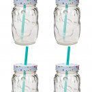 Amici Home Unicorn 20 oz. Glass Mason Jar Novelty Drinkware with Straw, Set of 4