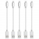 5 CableCord Short Nylon Braided USB Charging Cable/Data USB Silver
