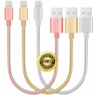 3 Pack 10inch Nylon Braided USB Charging Cable/Data Pink Silver Gold