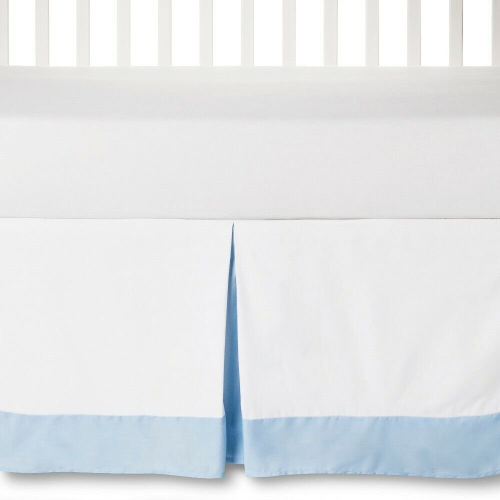 Circo Crib Skirt Baby Blue And White - Fits Standard Cribs 14 Inch Drop Height