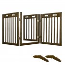 Folding Pet Gate Wooden Dog Fence 60""x24"" 3 Panel Baby Safety Doorway Barrier