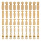 60 Pack Unfinished Wood Figurines Wooden Peg Dolls Family for DIY Crafts 5 Sizes